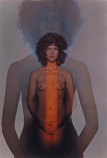 HIRO [YASUHIRO WAKABAYASHI] (1930- ) Nude outlined in pink * Double exposure nude.